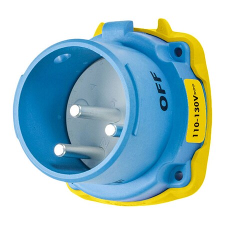 Meltric Watertight Pin & Sleeve Inlet, 30 A, 130V DC, 2 Pole, Screw Terminals Wire Connection Type Blue 33-38109-4X